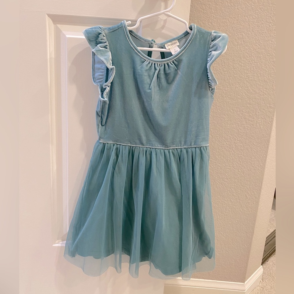 J Crew Crewcuts Size 6 Velvet and Tulle Teal Dress